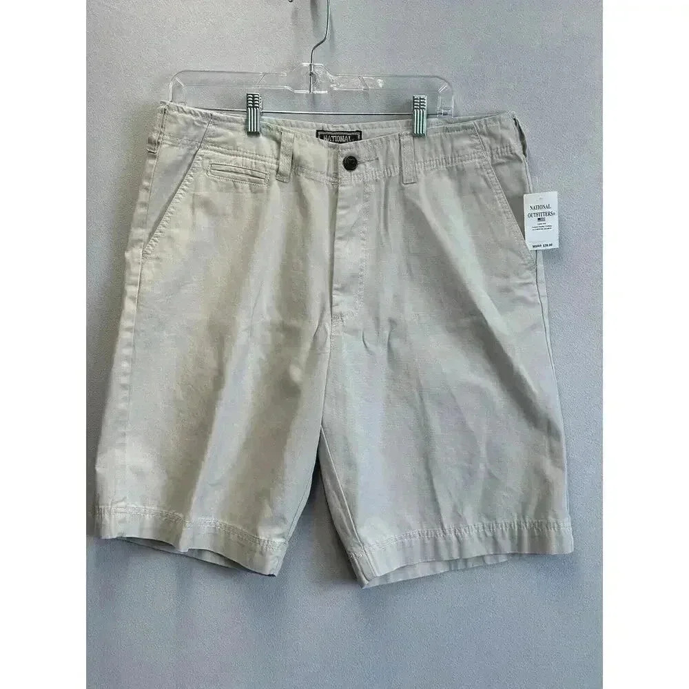 National Outfitters Shorts Mens Size 36 Outdoor Khaki Cotton Chino Regular Fit‎